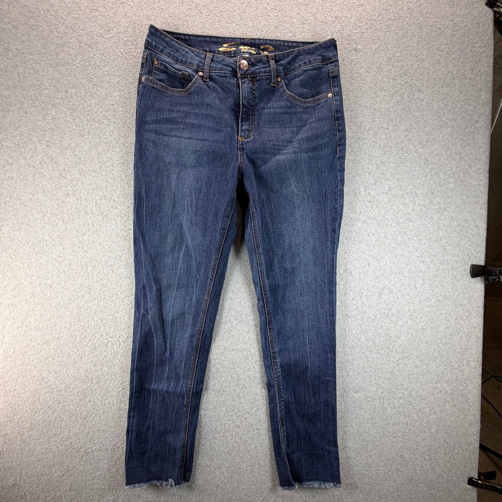 Seven7‎ Weekend Slim Fit Jeans Womens 8 Dark Wash Blue Raw Hem Ankle Denim